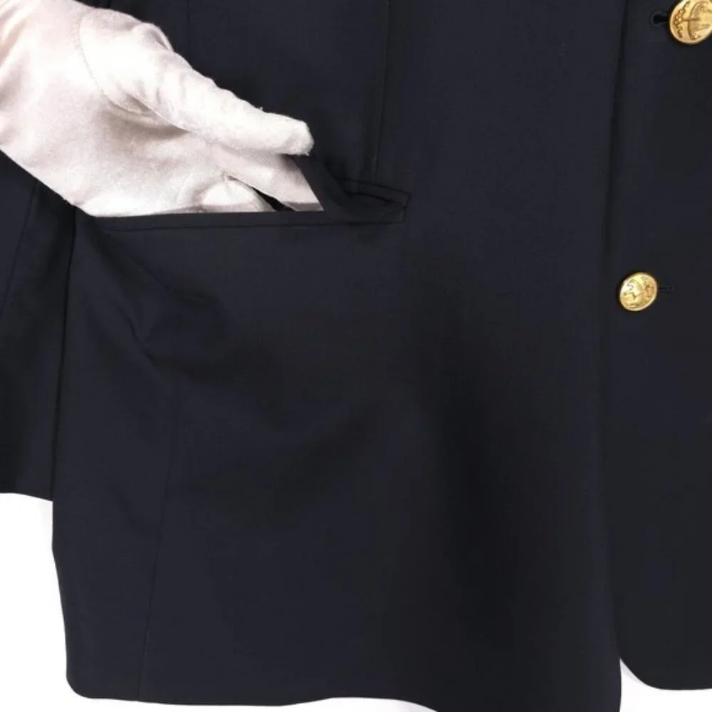 BROOKS‎ BROTHERS Men's Blazer 48L Regent 100% WOOL Black ITALY MADE Gold Button